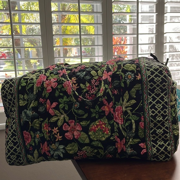 Vera Bradley two strap duffle bag , approx 24” x 12” , green pink - Picture 6 of 13